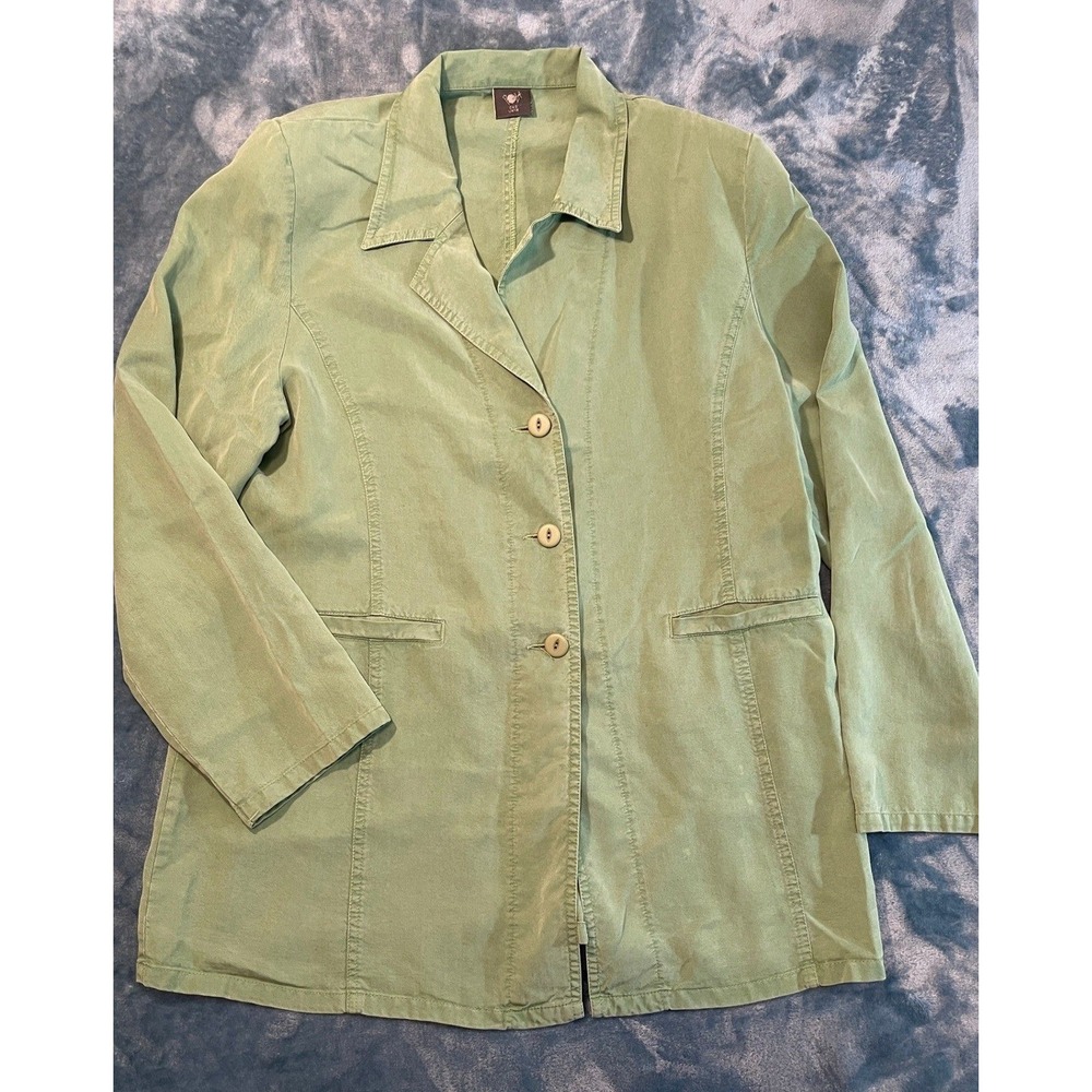 Pola Sage Green Lightweight Blazer Jacket Three Button Notched Lapel Size UK 16